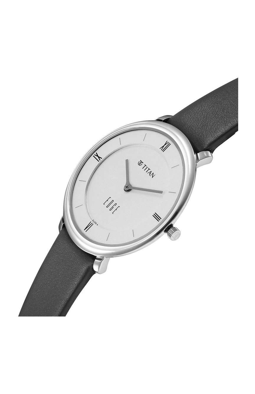 Titan Edge Quartz Analog Grey Dial Grey Leather Strap Watch For Women