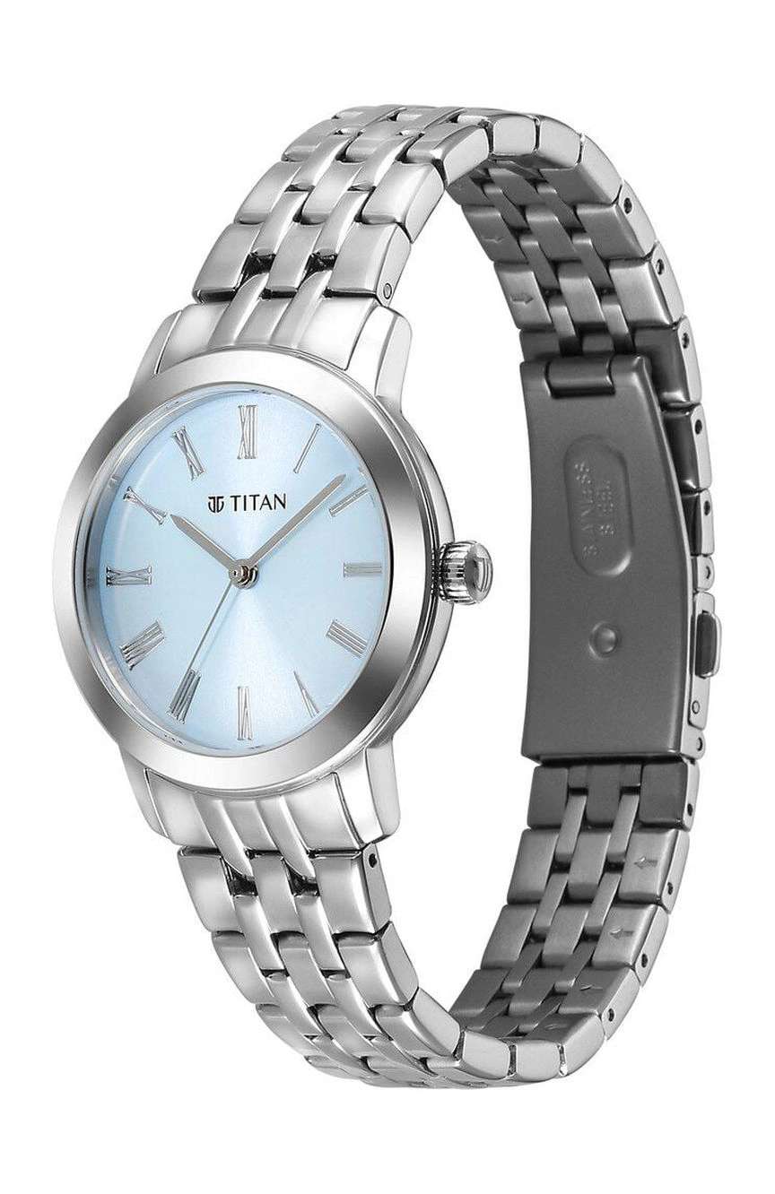 Titan Workmode Quartz Analog Blue Dial Stainless Steel Strap Watch For Women