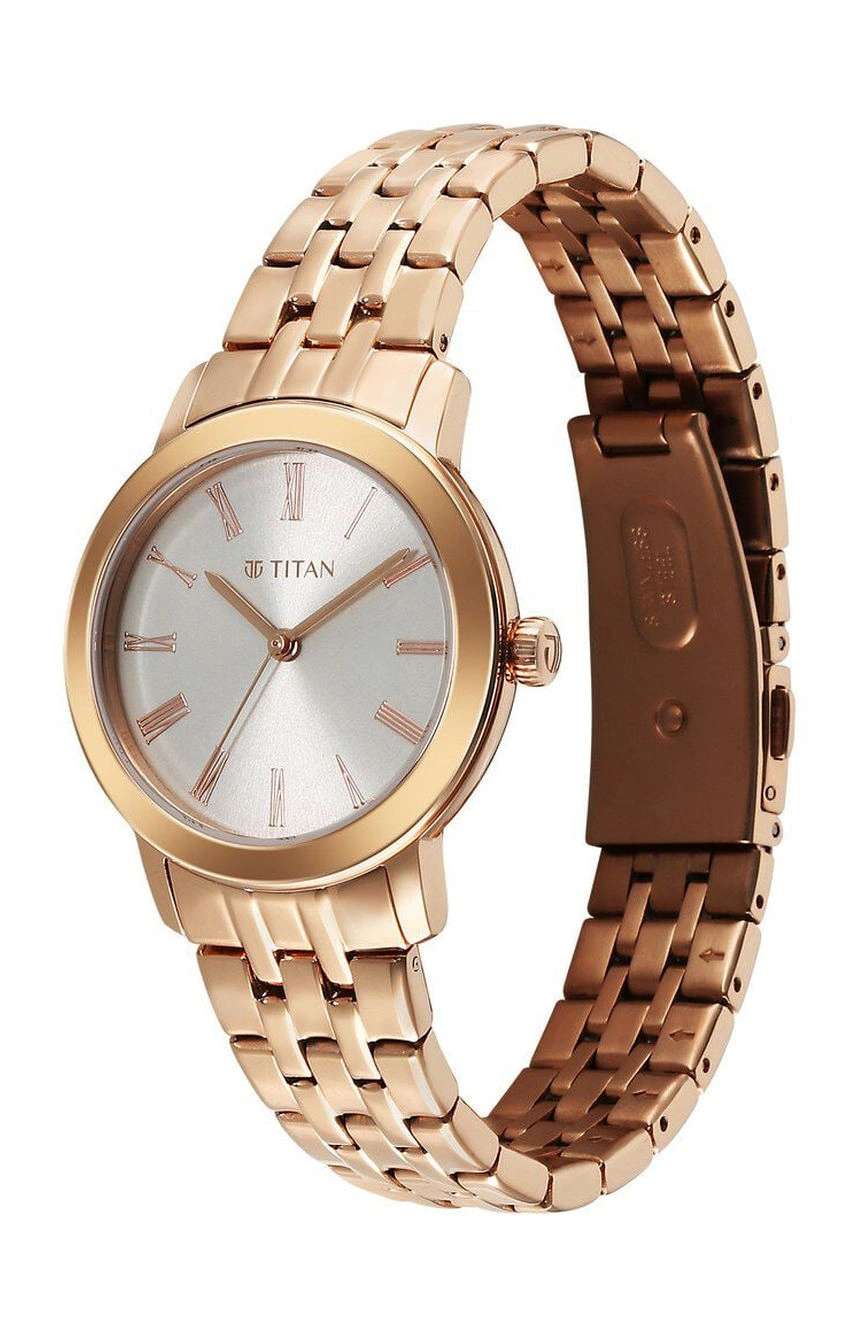 Titan Workmode Quartz Analog Silver sunray dial Dial Stainless Steel Strap Watch For Women