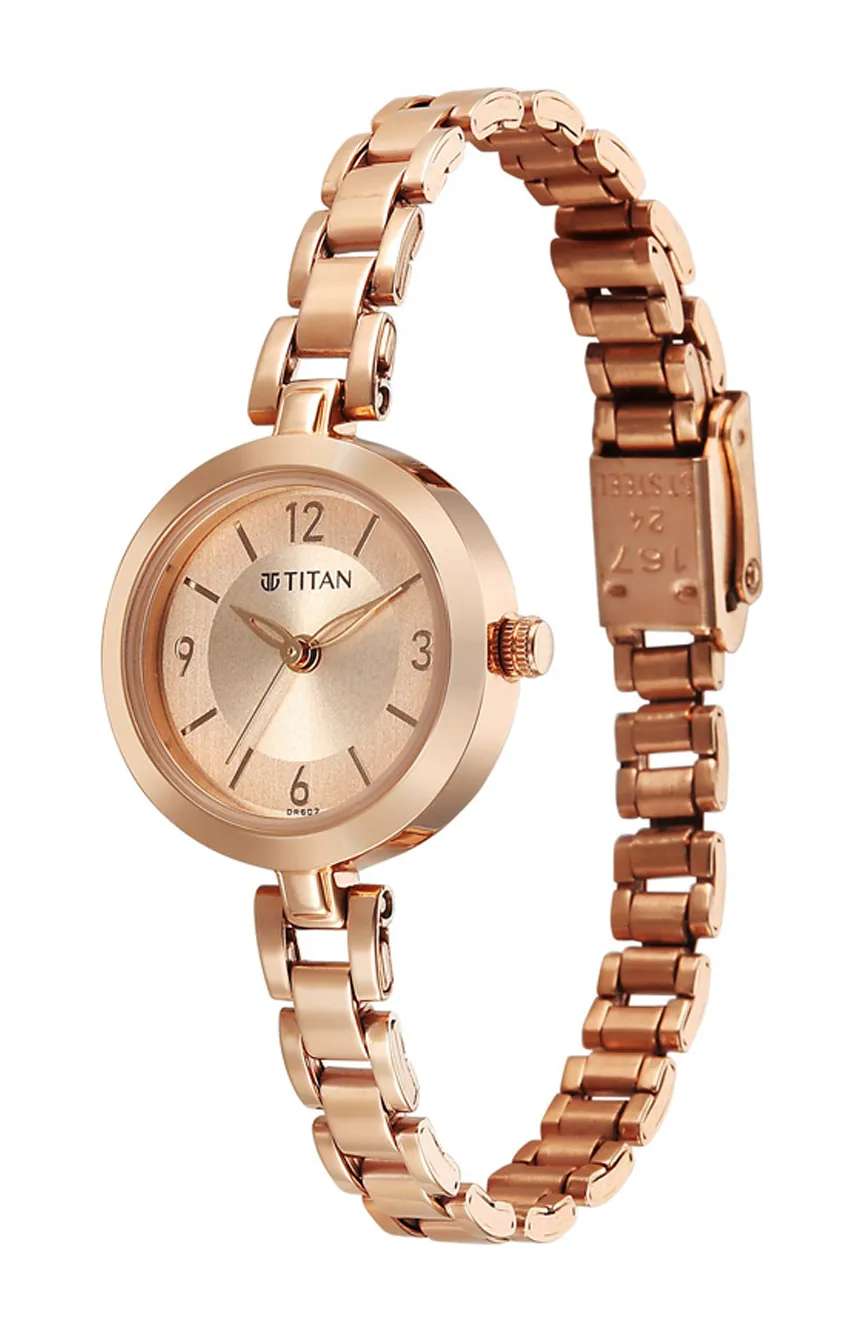 Titan Karishma Rose Gold Round Dial Metal Strap Analog Watch for Women