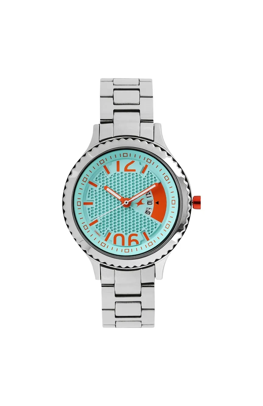 

Titan | Fastrack Loopholes Quartz Analog with Date Blue Dial Stainless Steel Strap Watch for Girls