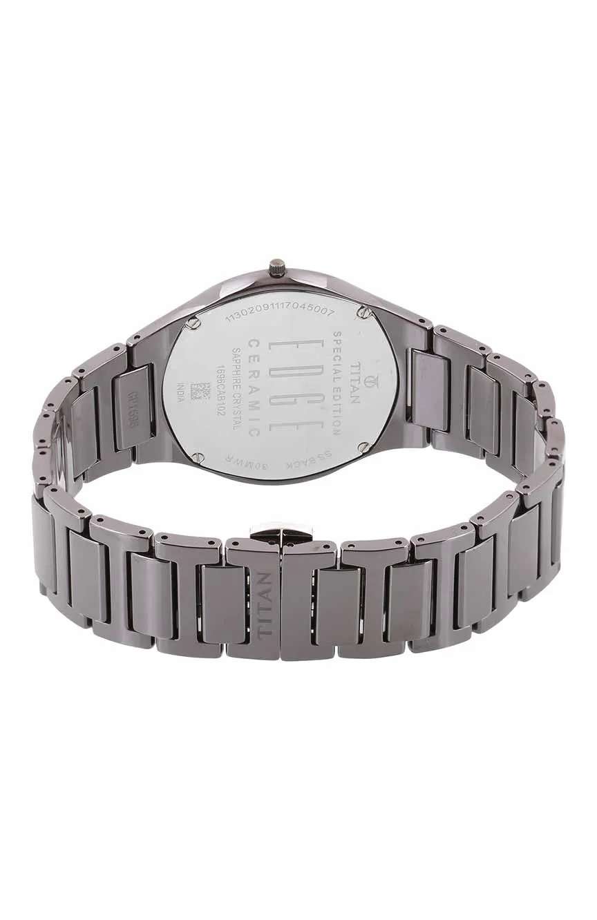 Titan Edge Ceramic Silver Dial Analog Ceramic Strap watch for Men