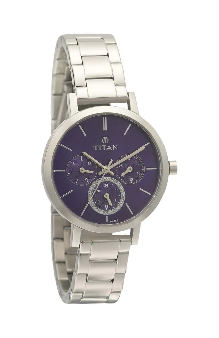 

Titan | Titan Quartz Multifunction Purple Dial Stainless Steel Strap Watch for Women