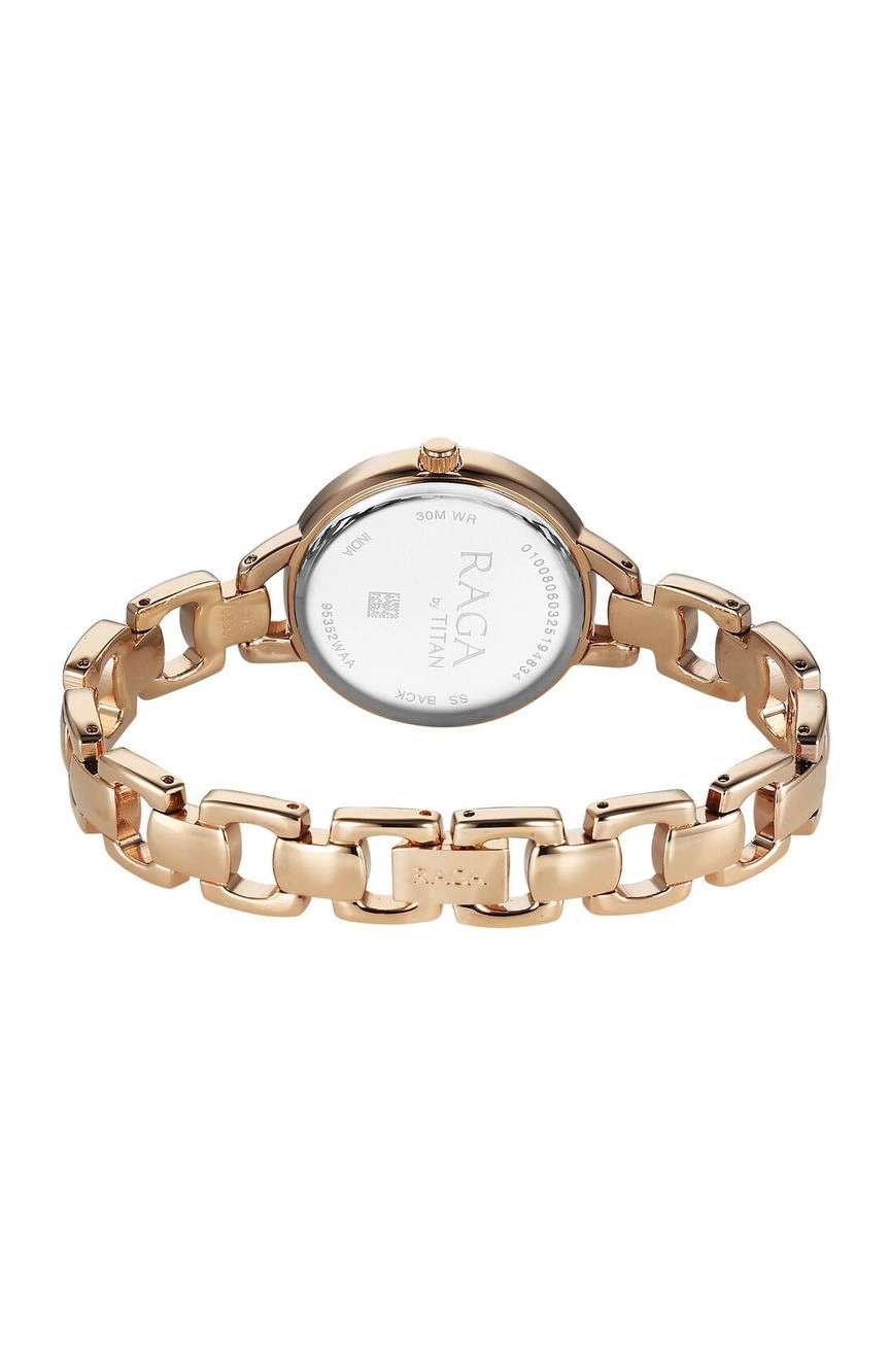 Titan Raga Showstopper Quartz Analog Rose Gold Dial Metal Strap Watch For Women