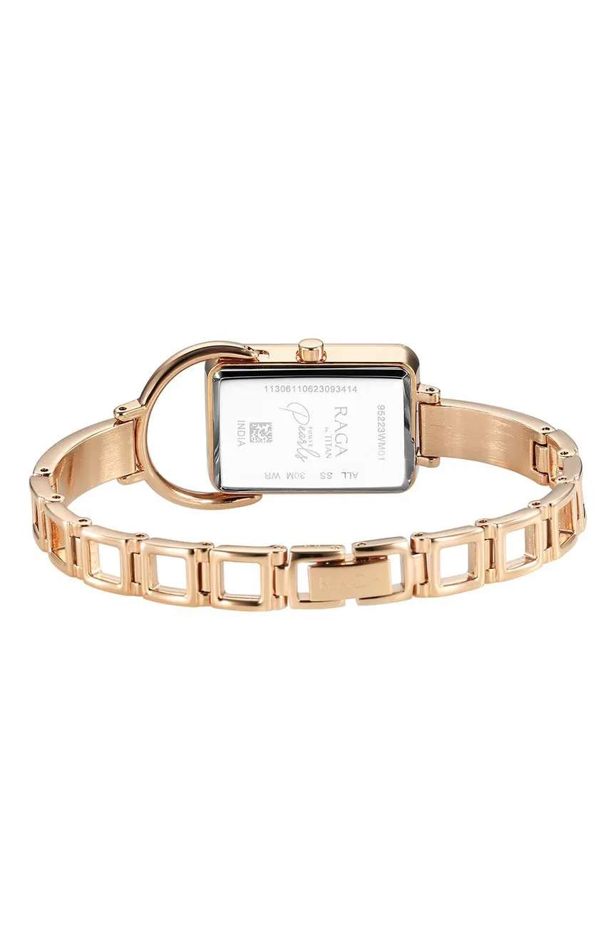 Titan Raga Power Pearls Quartz Analog Mother Of Pearl Dial Metal Strap Watch for Women