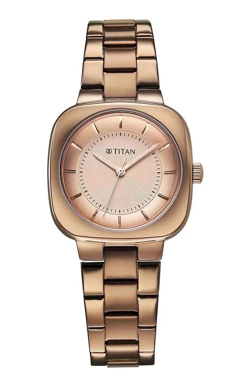 Titan Horizon Quartz Analog Brown Dial Stainless Steel Strap Watch For Women