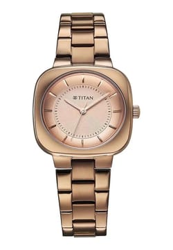 Titan Horizon Quartz Analog Brown Dial Stainless Steel Strap Watch For Women