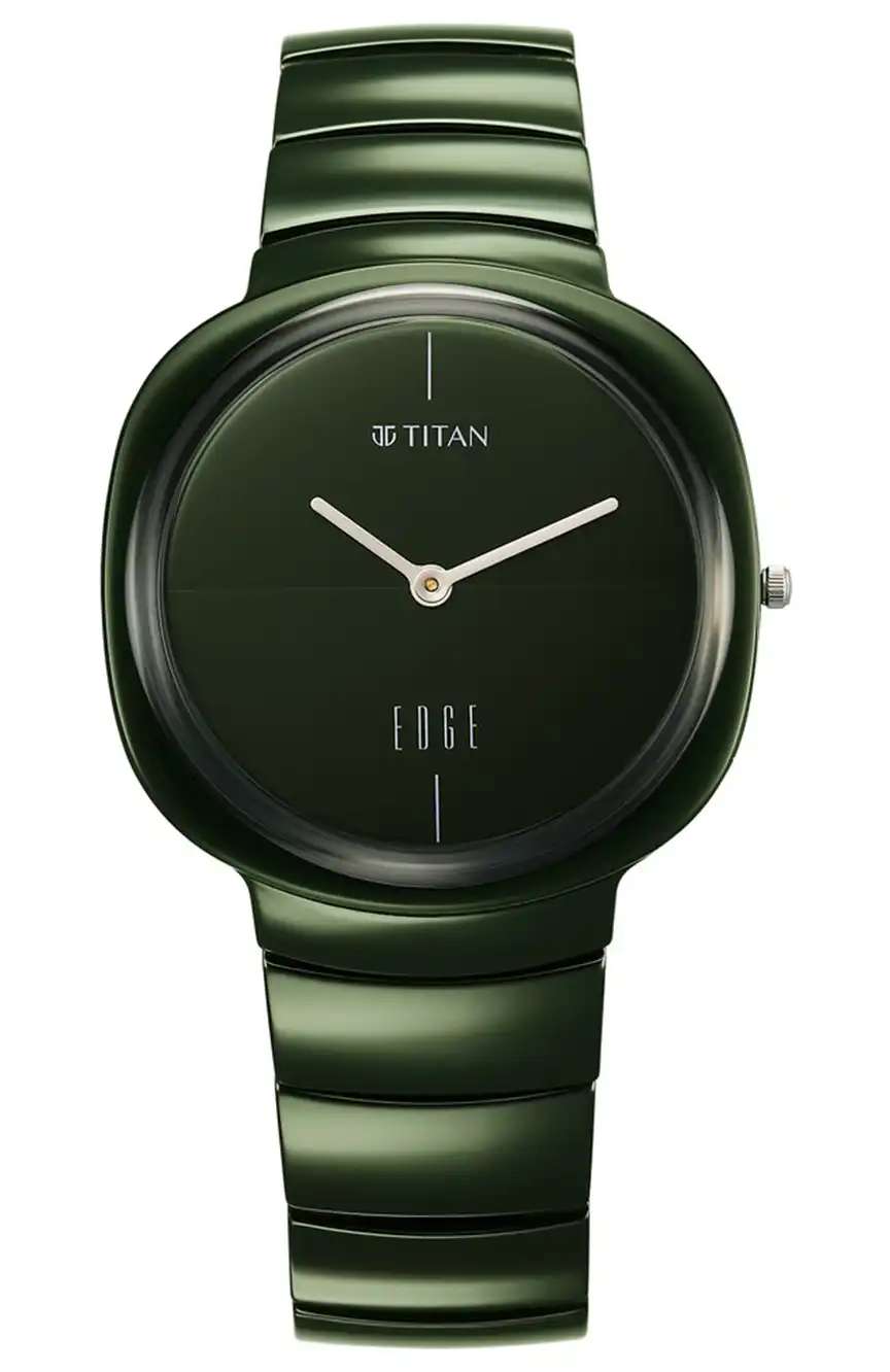 Titan Squircle Camo Quartz Analog Green Dial Ceramic Strap Watch For Unisex