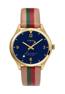 Timex ساعة يد نسائية بسوار جلدي بتقنية الكوارتز