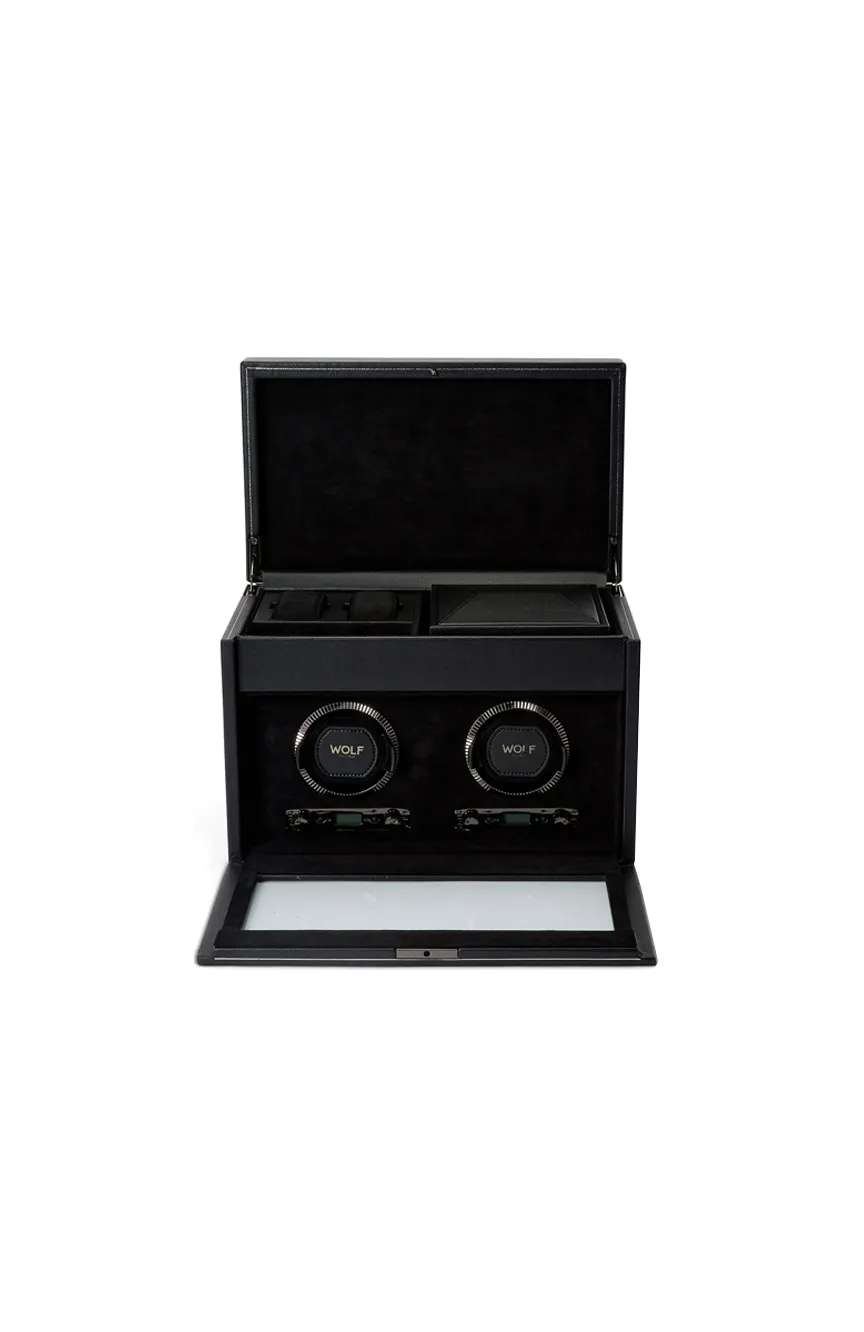 WOLF BRITISH RACING DOUBLE WATCH WINDER WITH STORAGE