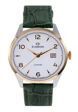 EverSwiss Gents Dark Green leather strap watch