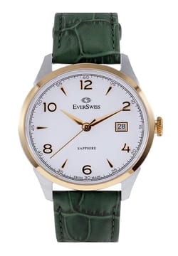 EverSwiss Gents Dark Green leather strap watch