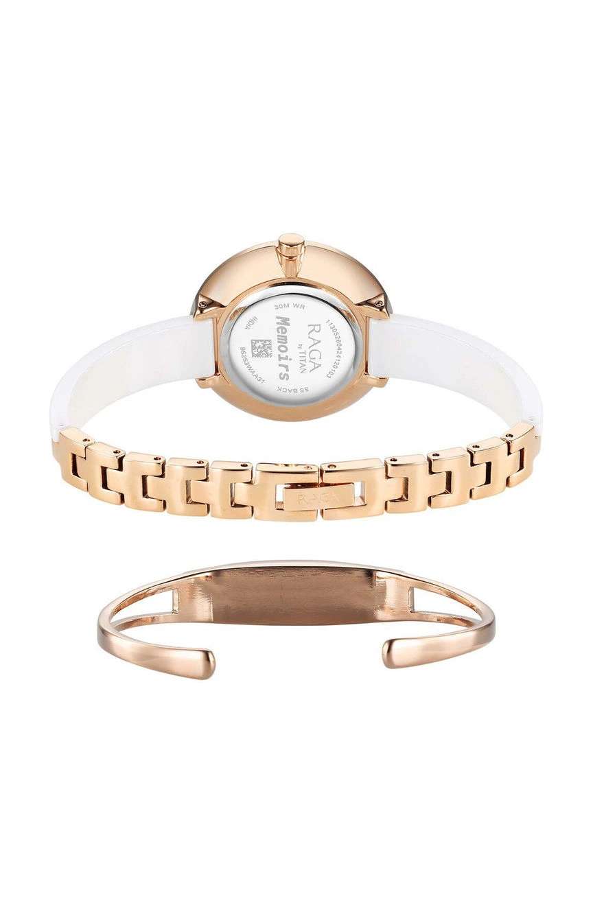 Titan Raga Memoirs Quartz Analog Mother Of Pearl Dial With White Ceramic Strap Watch For Women