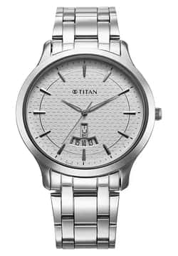 Titan ساعة تيتان كاريشما بميناء فضي وسوار معدني فضي للرجال