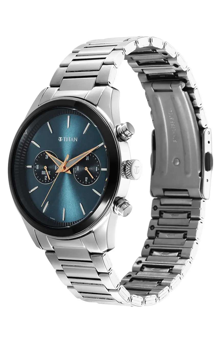 Titan Regalia Opulent Quartz Analog with Day and Date Black Dial Two Toned Stainless Steel Strap Watch for Men