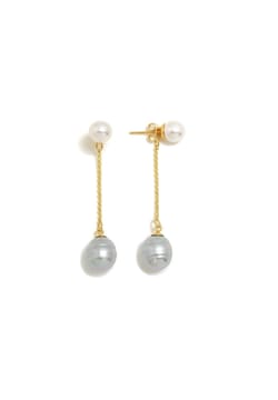 Pertegaz Pearl Long Drop Earrings Multi Color