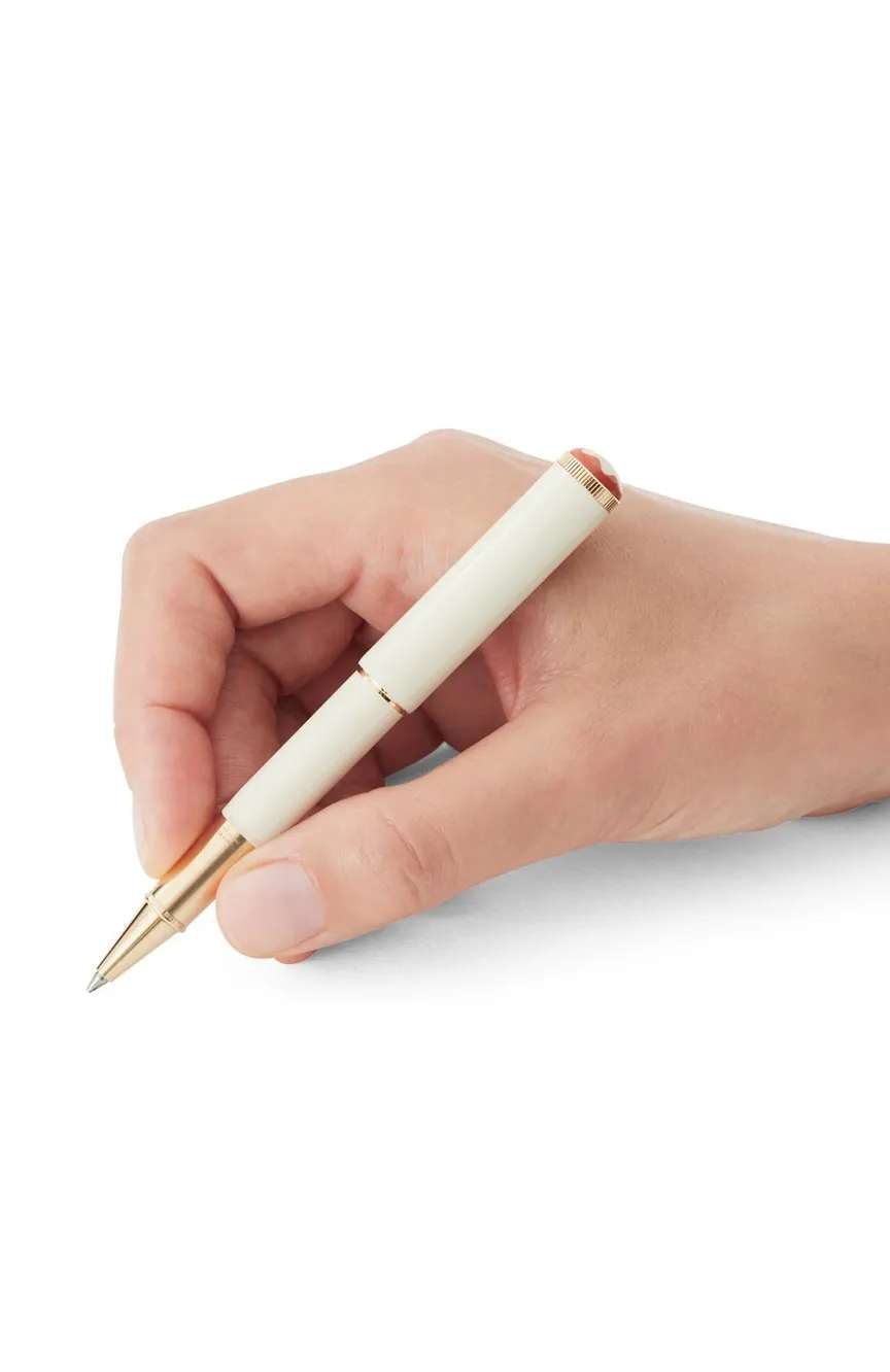 مون بلان قلم حبر بنهاية كروية بإصدار خاص من مون بلان هيريتج روج إي نوير بيبي باللون العاجي