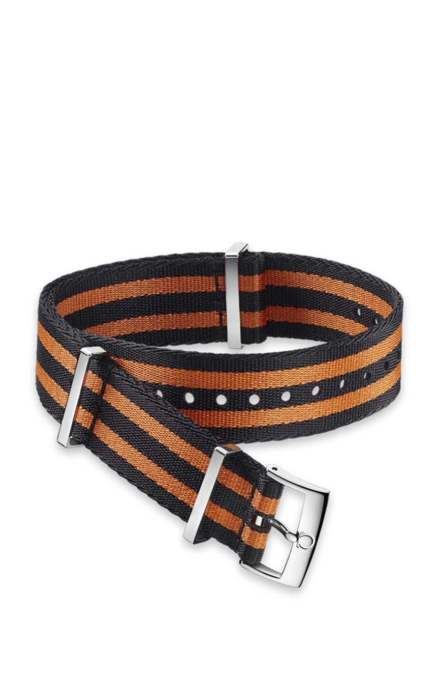 OMEGA Polyamide 5 stripe black orange strap Size 21 22 MM