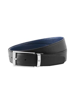 Montblanc Black and Blue 35 MM Reversible Leather Belt