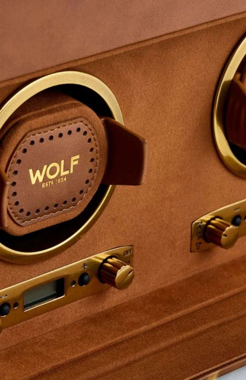 WOLF Brogue Double Watch Winder With Storage
