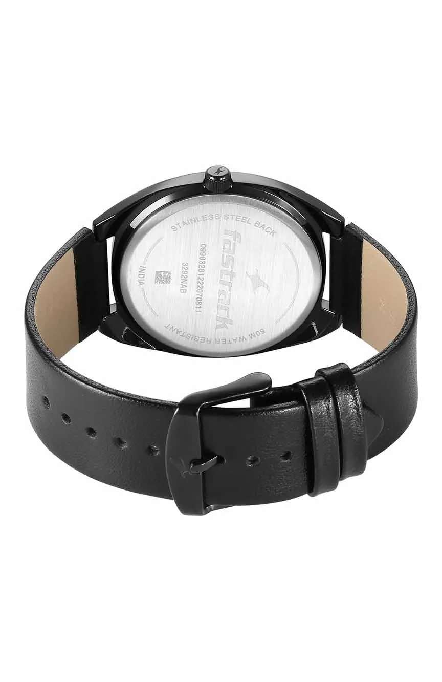 Titan Fastrack Snob X Black Dial Leather Strap Watch for Guys