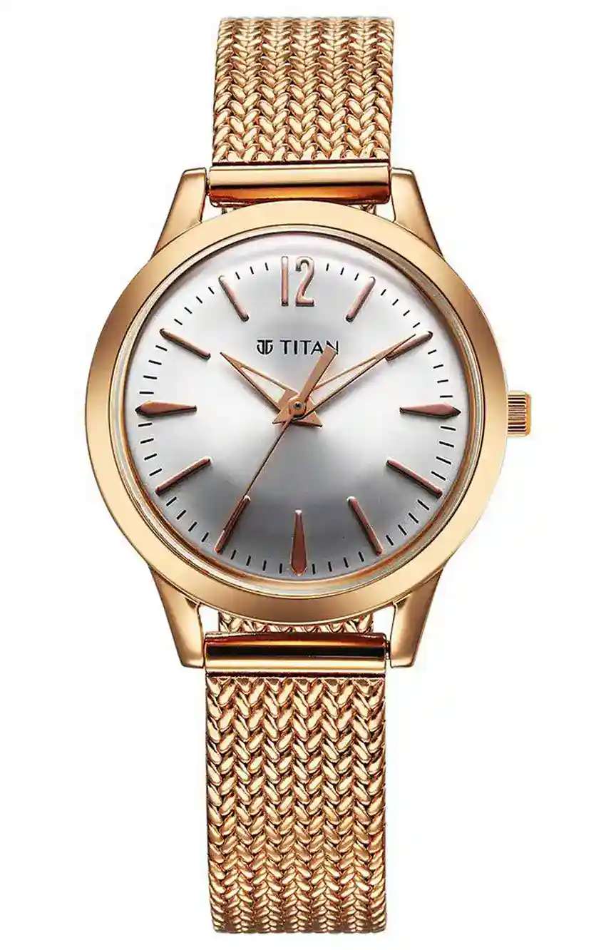 Titan Timeless Urban Quartz Analog Silver Dial Metal Strap Watch For Women