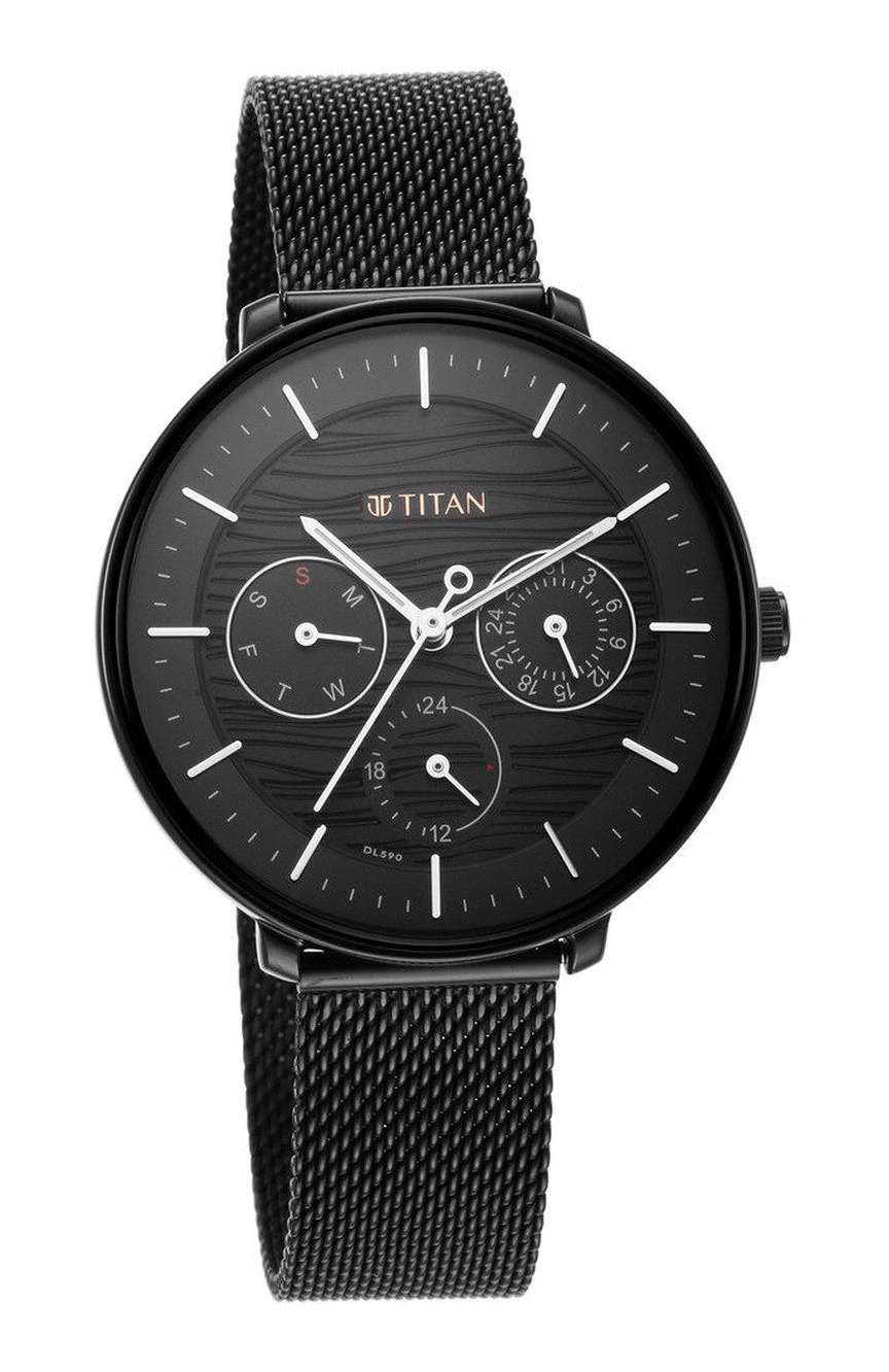 Titan Women's Svelte Green: Multi-Function Watch with Metal Strap
