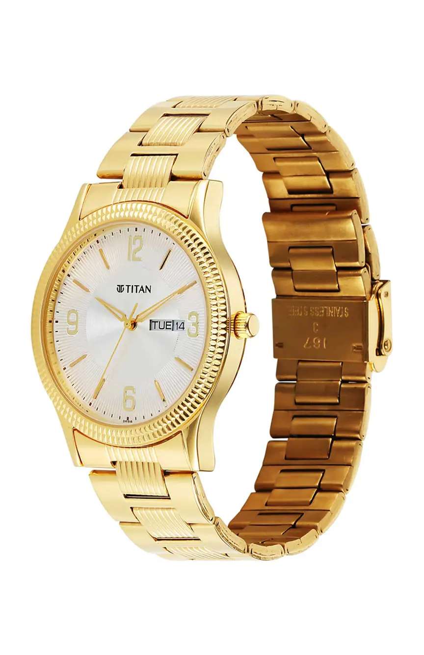 تيتان ساعة تيتان بميناء أبيض فضي للرجال