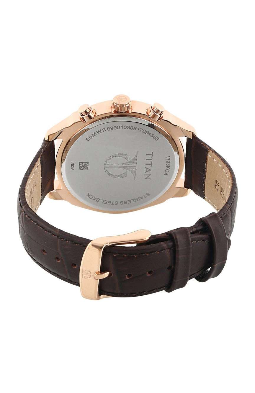 Titan Quartz Multifunction Blue Dial Leather Strap Watch for Men