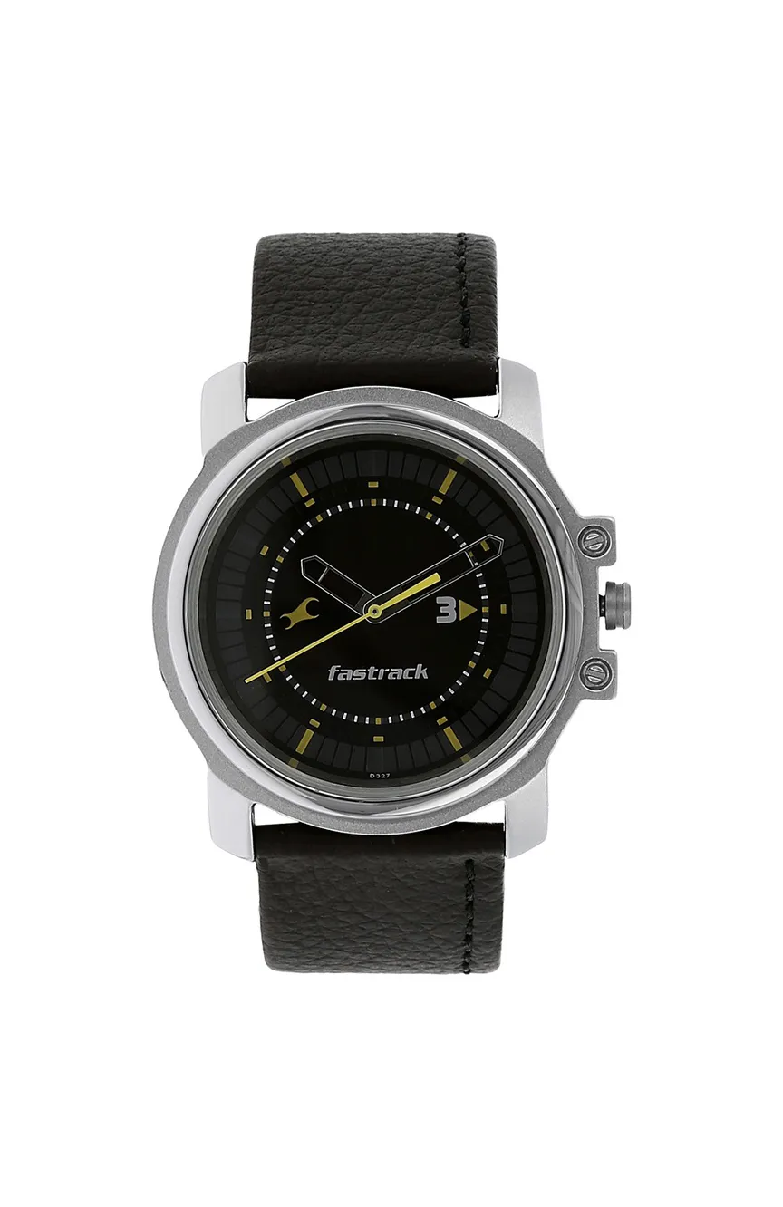 

Titan | Fastrack Quartz Analog Black Dial Leather Strap Watch for Guys