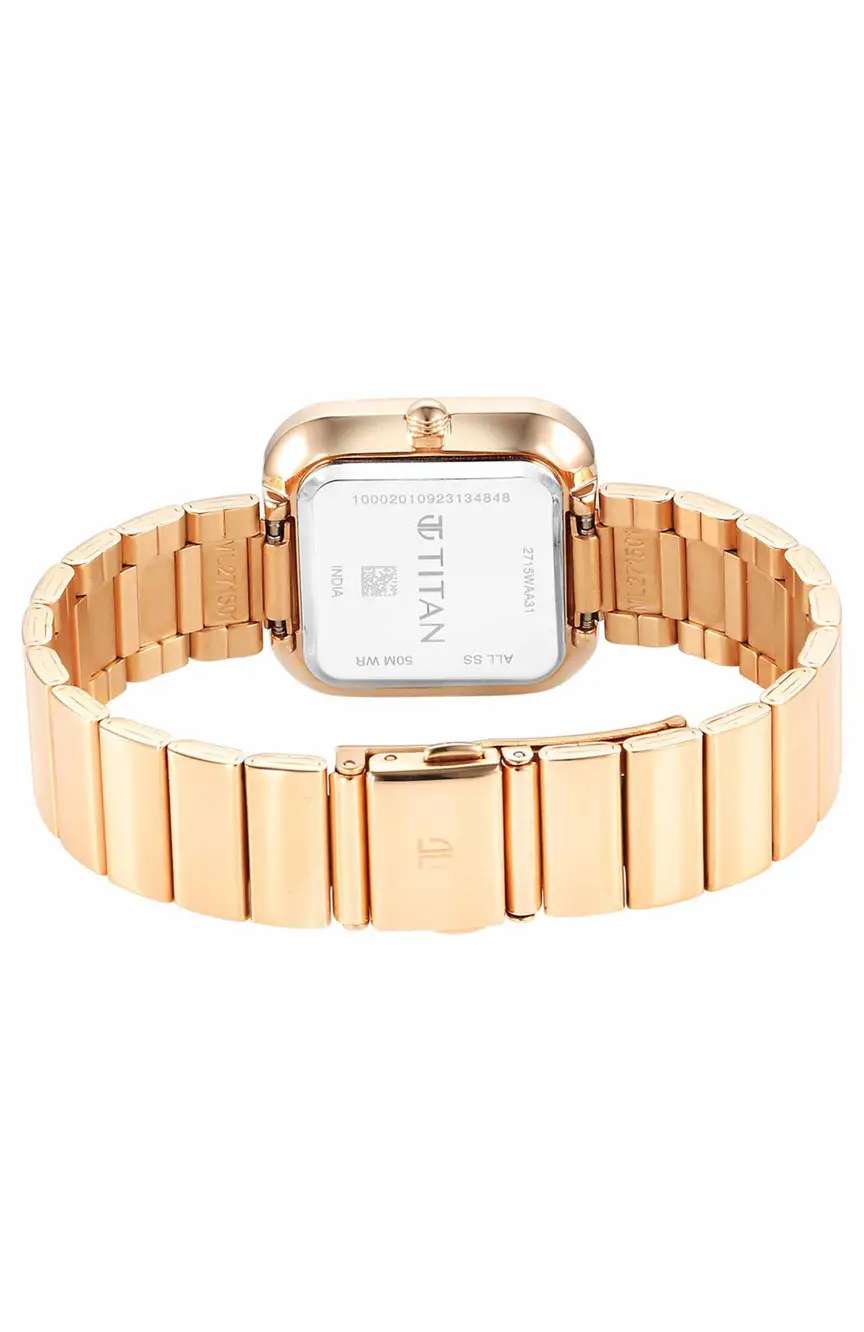 Titan Purple Stackables Quartz Analog White Dial Stainless Steel Strap Watch for Women