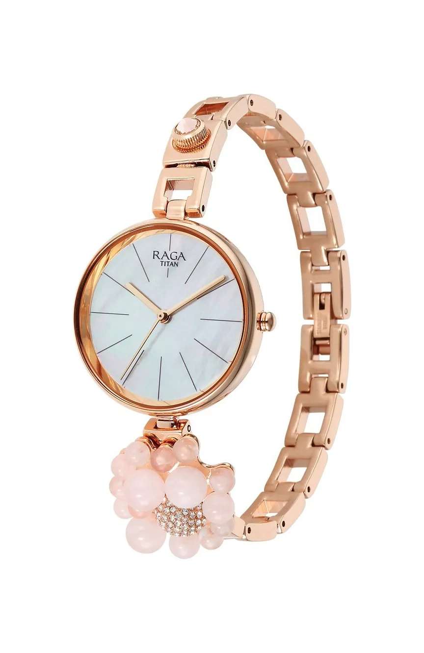 Titan Raga Delight Mother Of Pearl Dial Analog Stainless Steel Strap watch for Women