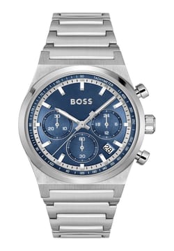 Boss ساعة بوص كاندور كرونو مستديرة بسوار من الفولاذ المقاوم للصدأ مقاس 41 مم للرجال