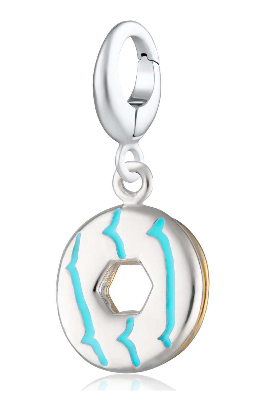 Lily Charmed Silver Biscuit Charm With Turquoise Enamel