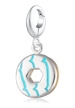 Lily Charmed Silver Biscuit Charm With Turquoise Enamel