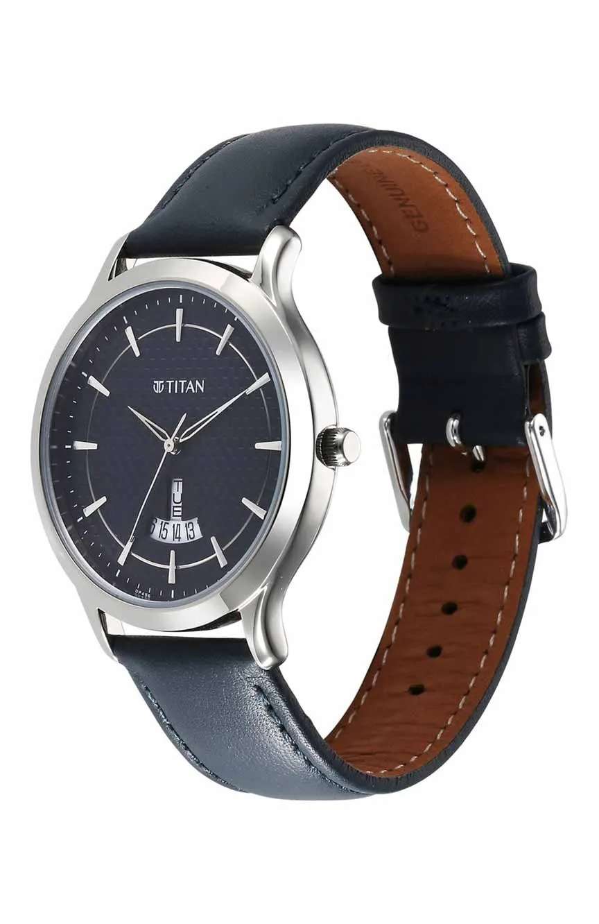 Titan Karishma Quartz Analog Blue Dial Leather Strap Watch for Men