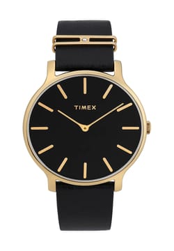 Timex ساعة يد نسائية بسوار جلدي بتقنية الكوارتز