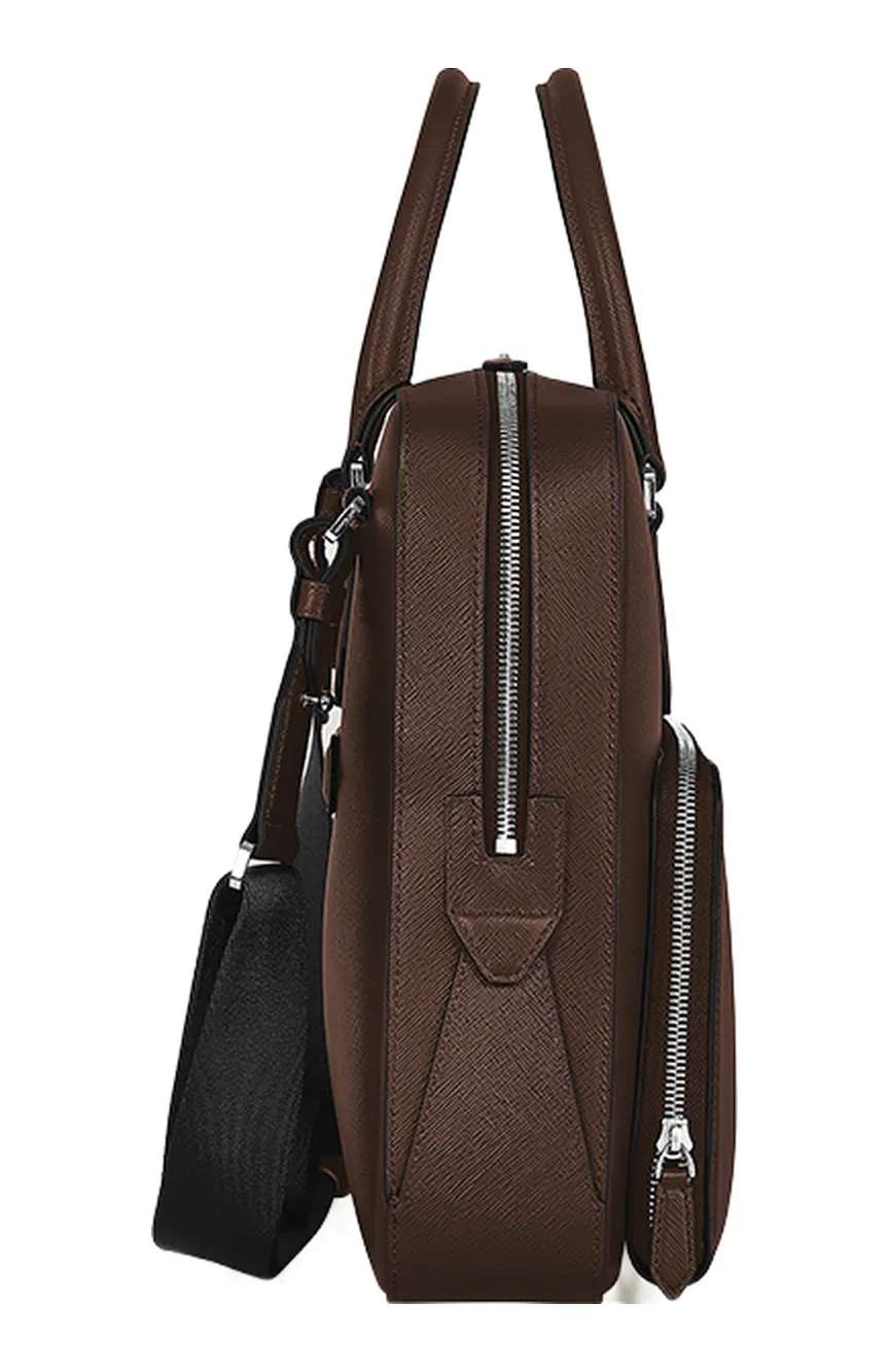 Montblanc Medium Briefcase With Pocket In Sartorial Leather