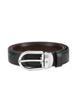 Montblanc Horseshoe Buckle Black and Brown 30 MM Reversible Leather Belt