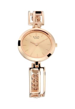 Titan Raga Viva Rose Gold Metal Analog Strap Watch for Women