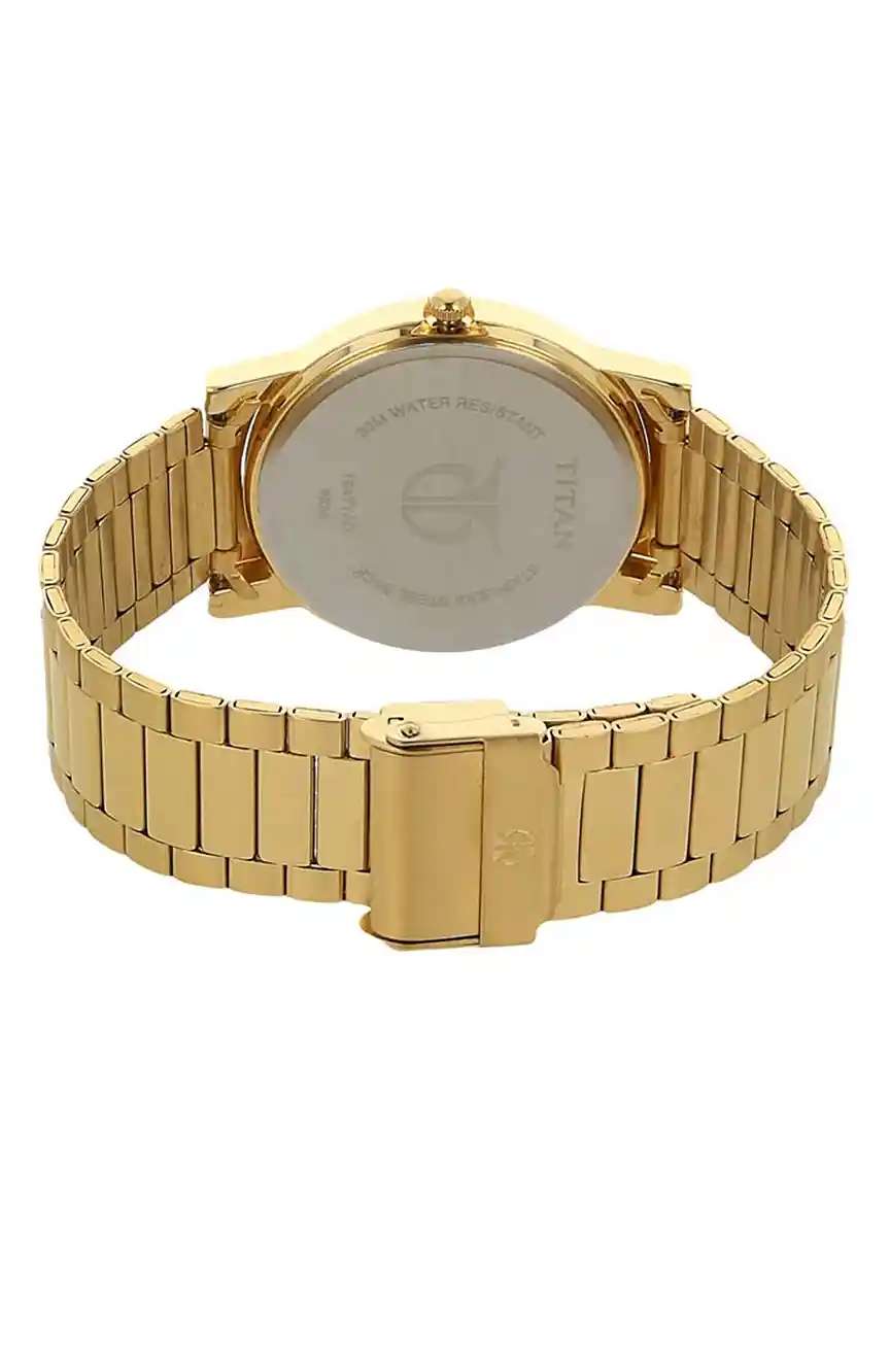 Titan Champagne Dial Analog Stainless Steel Strap Watch for Men