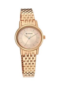Titan Quartz Analog Rose Gold Dial Metal Strap Watch for Women