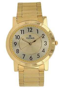 Titan Champagne Dial Analog Stainless Steel Strap Watch for Men