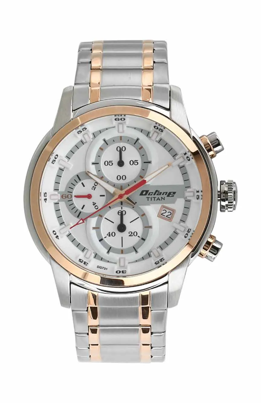 

Titan | Titan Octane Quartz Chronograph White Dial Stainless Steel Strap Watch for Men