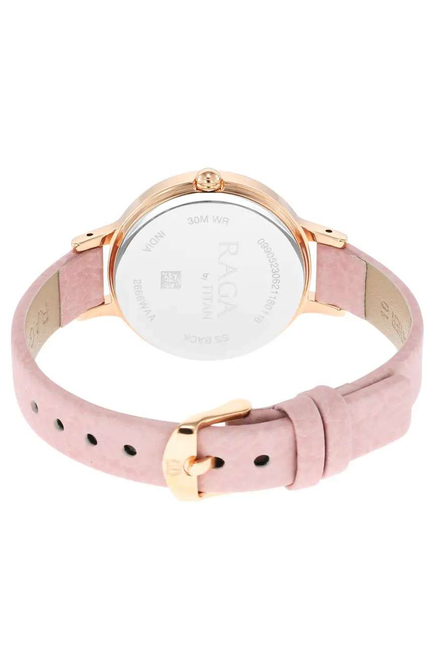 Titan Raga Viva Quartz Analog with Date White Dial Leather Strap Watch for Women