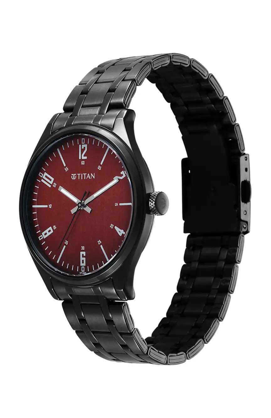 Titan Wrist Wit Quartz Analog Brown Dial Stainless Steel Strap Watch for Men