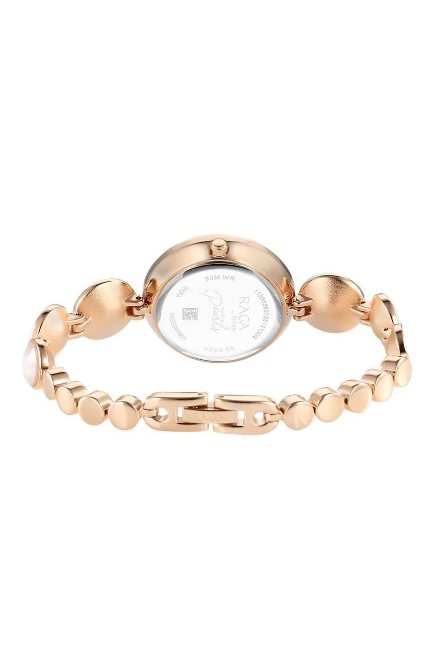 Titan Raga Power Pearls Quartz Analog Mother Of Pearl Dial faceted MOP Strap Watch for Women