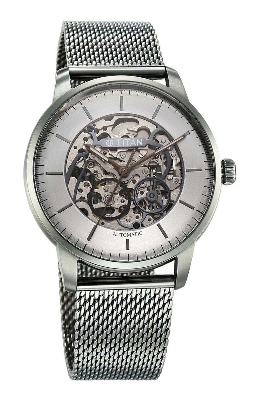 Titan Automatic Color Upgrade Silver Dial Grey Stainless Steel Strap Watch For Men