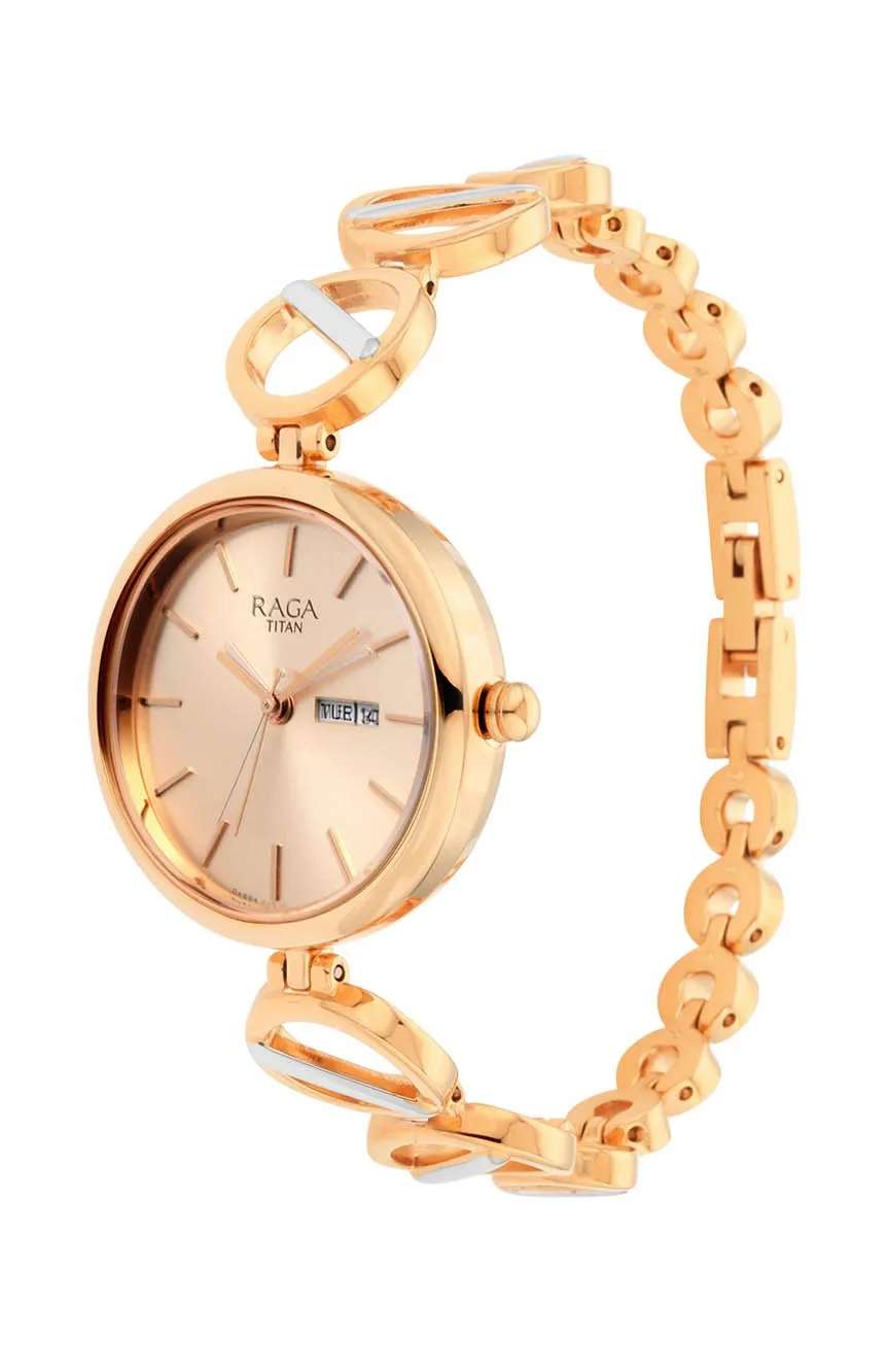 Titan Raga Viva Rose Gold Dial Women Watch With Metal Strap