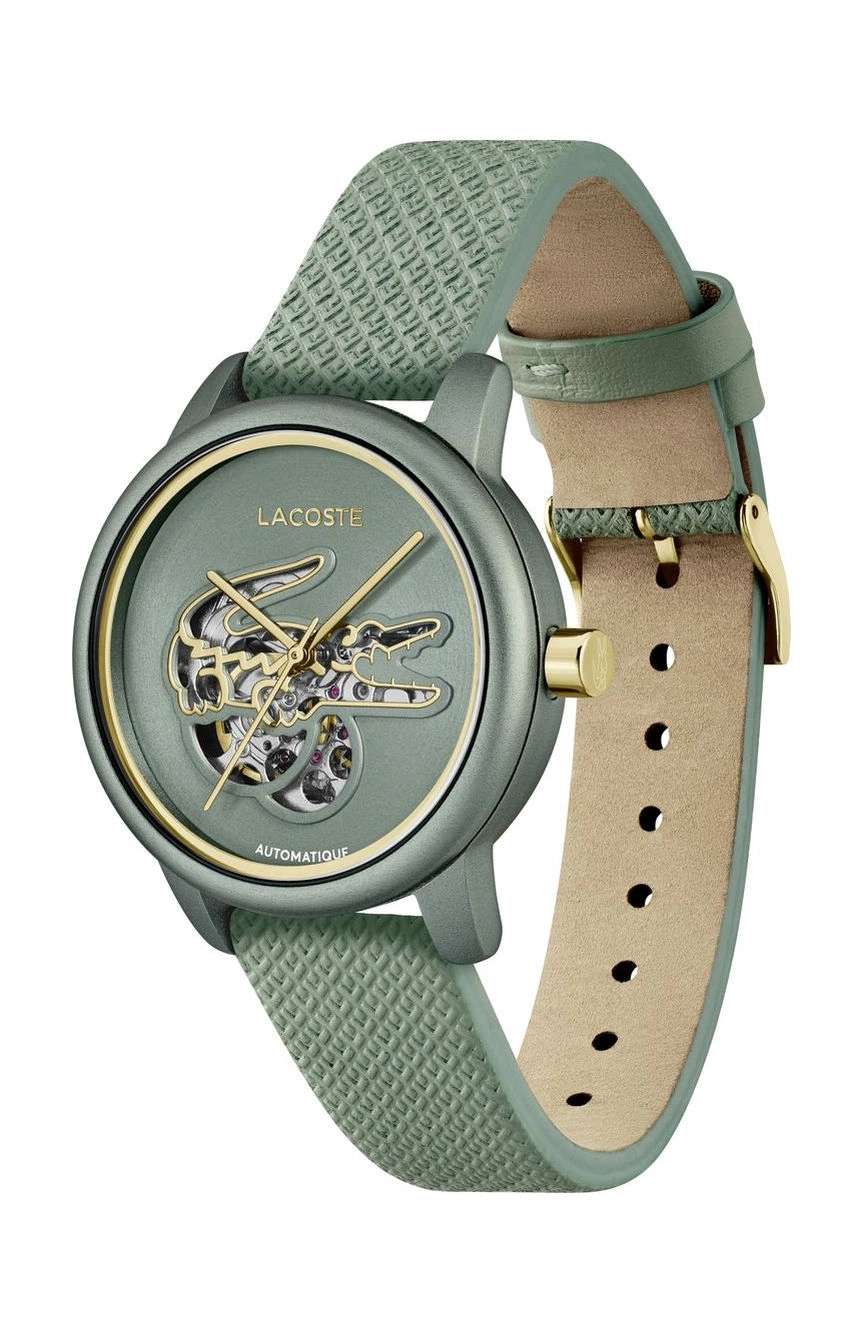 لاكوست ساعة 12.12 بميناء مستدير مقاس 38 مم وسوار جلدي للنساء